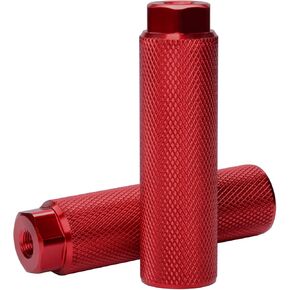 Vuwuma Amotor Bike Pegs Aluminum Alloy Anti-Skid Lead Foot Bicycle Pegs BMX Pegs for Mountain Bike Cycling Rear Stunt Pegs Fit 3/8 inch Axles (Red) 11