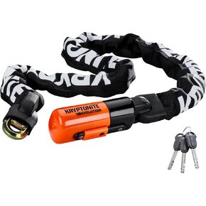 Kryptonite Evolution 1012 Bike Chain Lock, 4 Feet Long 10mm Steel Chain Heavy Duty Anti-Theft Sold Secure Gold Bicycle Chain Lock with Keys for E-Bike, Motorcycle, Scooter, Bicycle, Door, Gate, Fence