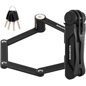BIGLUFU Bike Lock Bicycle Scooter Motorcycle Folding Locks with 4Keys, Fold Chain Heavy Duty Alloy Steel Foldable Lock with Mounting Bracket 2pc Straps, 86cm/34 Unfolding, 1.92 lbs