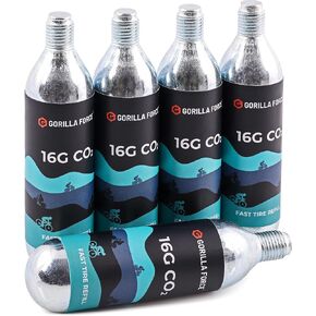 Gorilla Force 16g CO2 Cartridges - Threaded | Box of 5 | for Bike Tire Inflators