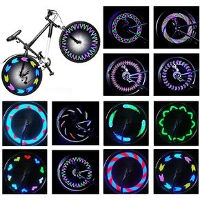 Rottay Bike Wheel Lights, Bicycle Wheel Lights Waterproof RGB Ultra Bright Spoke Lights 14-LED 30pcs Changes Patterns -Safety Cool Bike Tire Accessories Kids Adults-Visible from All Angle