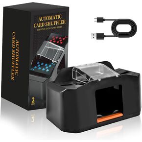Automatic Card Shuffler 1/2 Decks, 2000mAh Battery-Operated Electric UNO Card Shuffler with Low Noise Motor, Casino Card Game for Skip Bo Card Game, Poker, Phase10 (2-Decks)