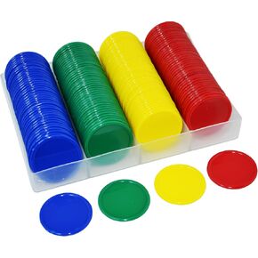 Smartdealspro Set of 160 Opaque 1 1/2 Inch Plastic Counting Counters Poker Chips with Box for Casino Card Games (160pcs 4 Color with Box)