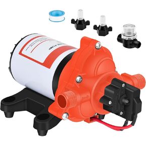 DC 12V RV Water Pump 3.5GPM 45PSI, 12 Volt On Demand Water Pressure Pump with Pressure Switch Quiet Self-priming Portable Diaphragm Pump for RV Camper Marine Garden Yacht Boats irrigation Rain Barrel