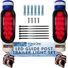 Boat Trailer Guide Post LED Pole Light Set, (DOT SAE APPROVED) IP67 Waterproof 12V PVC Pipe Tail Lights, Sealed Submersible Turn Signal Brake Marker (2PCS)