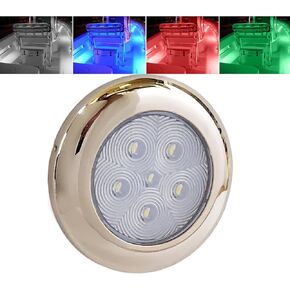 SURFACE Mount 2.75" RGBW Internal Driver LED Courtesy Boat Light | RV Accent | Interior Exterior Deck Transom Cockpit T Top | Waterproof IP68 (Stainless Bezel)