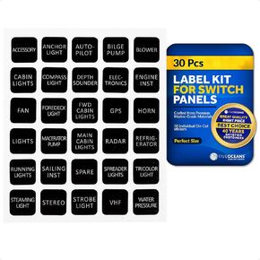Five Oceans Boat Switch Labels - Switch Stickers, Marine Dashboard Decal Label Kit for Boat Switch Panel Stickers, Waterproof Translucent Label Stikers for Backlit Swith Panel - 30 Pcs - FO4764