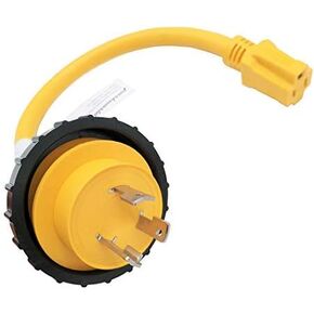 Parkworld 691975 RV Pigtail Shore Power 30A Male L5-30P to 5-15R Female 15A Dogbone Adapter Power Cord Twist Lock L5-30P Male to 5-15R Female (1.5FT)