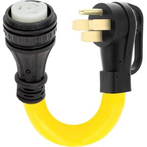 Nema 14-50P Male to SS 2-50R Female Adapter Cord,14-50P to SS2-50R Heavy Duty 6AWG Dryer Male to Marine Shore Female Adapter Cable L=1.5FT