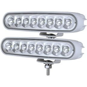 Led Boat Lights, BIGLIONX 6.5 inch Flood LED Light Bar 2 pc 80W 8600LMS Slim Led Deck Dock Marine Light Lamp IP69K 12V 24V Super Bright for Boat Truck Off-Road Car SUV (White)