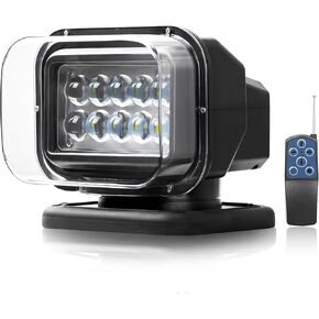 Remote LED Search Light, 50W 5000lm Outdoor LED Searchlight 360 Rotating 12V 24V for Boat Fire Truck Car Offroad Marine Spotlight(6 STRONG MAGNETS Built-In)