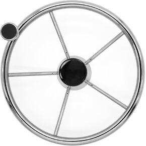 5-Spoke Destroyer Style Stainless Boat Steering Wheel, Marine Steering Wheel 5 Spoke 13-1/2 Inch, Stainless Steering Wheel with Big Size Knob