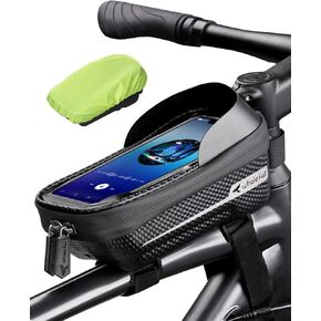 whale fall Hard Casing Bike Bag, Bike Accessories, Never Deform/Waterproof, Bike Phone Holder Bike Phone Mount with 0.25mm Sensitive TPU Touch-Screen, with Rain Cover for Phones under 6.9''