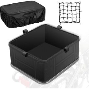 Rear Basket Liner with Waterproof Cover and Adjustable Cargo Net, Heavy Duty Thickened Basket Liner Rear Bicycle Basket Liner Accessory Fits Most Bikes and E-Bike