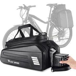 Ebike Battery Bag - Hard Shell E Bike Rack Bag, 30L Electric Bicycle Rear Rack Bag, Multifunction Large Pannier for Bicycle, Electric Bike Rear Seat Bag Bike Trunk Bag for Bike Accessories