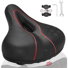 Zacro Bike Seat Comfort for Women Men, Wide Bicycle Seat Memory Foam Padded Soft Bike Cushion with Dual Shock Absorbing, Oversized Saddle Replacement Fit for Peloton Bike & Bike+, Outdoor Indoor Bike