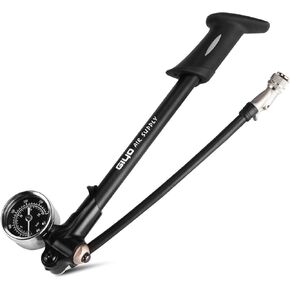 High Pressure Shock Pump, (300 PSI Max) for Fork & Rear Suspension, Lever Lock on Nozzle No Air Loss (A: Black)