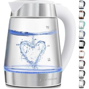 Fast-Boiling Electric Kettle - 1.7L Hot Water Kettle 1500W With Auto Shut-Off - Borosilicate Glass & Stainless Steel Electric Tea Kettle - Boil-Dry Protection, Cool-Touch Handle, 360° Base - Navy