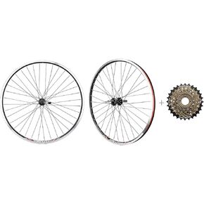 CyclingDeal MTB Bicycle Double Wall Rims 26" Wheelset - Front & Rear Mountain Bike Wheels - Compatible with Shimano MF-TZ500 Freewheel