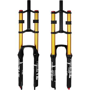B Bolany Bike Suspension Fork 26/27.5/29" for Mountain Bike DH Air Double Shoulder Downhill Rappelling Shock Absorber Straight Tube Ultralight Bicycle Shock Absorber Rebound Adjust