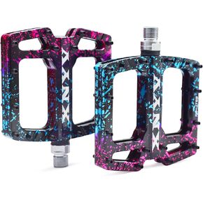 Mountain Bike Pedal-3 Bearing Bike pedal-9/16 inch CNC machined Flat Pedal with Detachable Anti Slip Studs and Personalized Color Coating