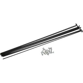 ACROPIX 12 Pcs 14G J Bend 293mm x 2mm Bike Bicycle Spokes with Nipples Steel Black Car Parts