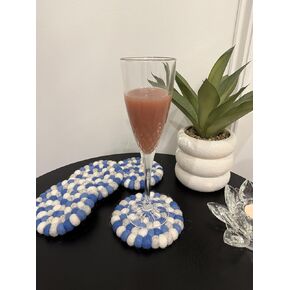 Set of 2 - Large 100% Wool Trivets for Hot Dishes. Premium Quality, Heat Resistant, Table Protector | Handcrafted in Nepal | 22cm / 8.66in (Purple)