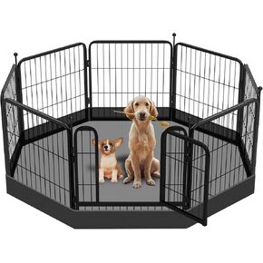 Dog Playpen Bottom Pad Fits for 24 Inch 8 Panels Metal Exercise Pet Playpen, Dog Crate Pad Puppy Playpen Pad, Elastic Buckles Connections.(Note: Playpen Not Included!!!) -Black