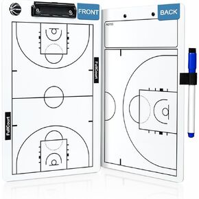 Basketball Coaching Board, 2025 Version Double-Sided Basketball Coach Clipboard, Dry Erase White Board for Coaches, Solid Coach Marker Boards, Portable and Efficient for Basketball Coaches