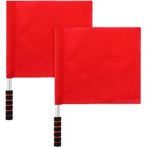 Volleyball Flags Line Judge Set, 2PCS Lightweight Referee Flags with Sponge Handle and Stainless Steel Pole High Visibility Red Flags for Volleyball Soccer, Track and Field