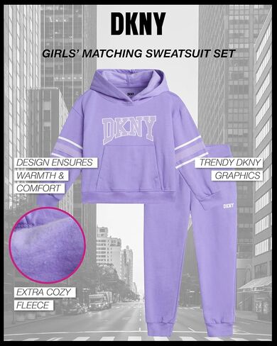 مجموعة الركض للفتيات من DKNY - مجموعة ملابس لعب بغطاء للرأس مكونة من قطعتين (للرضع/الأطفال الصغار) in Saudi Arabia