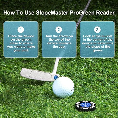 SlopeVision Pro Golf Green Reader with Hat Clip, Horizontal Bubble Level & Golf Ball Marker – High Precision Green Reading Aid, Ideal Golf Gift for Men & Women in Kuwait