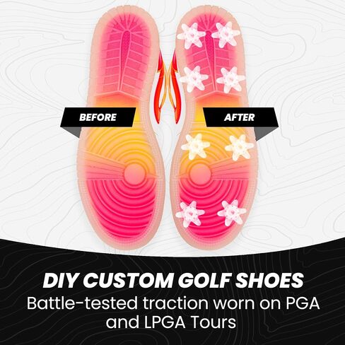 مجموعة مرابط أحذية الجولف DIY من Golfkicks - حوّل أحذيةك الرياضية إلى أحذية جولف - هدية ممتعة - مرابط متوافقة مع أحذية النعل المطاطي المسطح - تتضمن 20 مسمار جولف لأي حذاء وأدوات تثبيت in Saudi Arabia