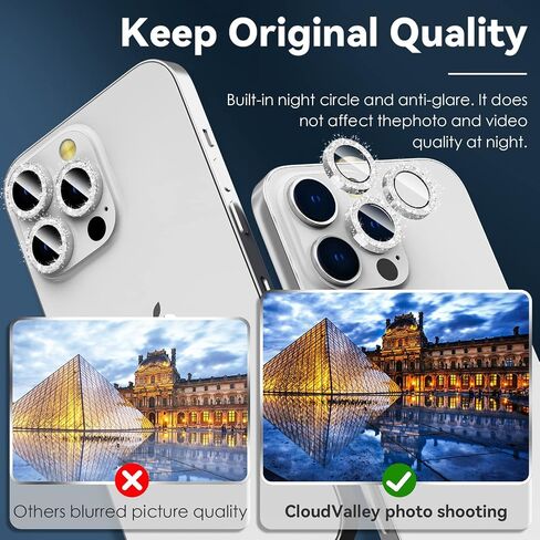واقي عدسة كاميرا CloudValley لهاتف iPhone 14 Pro (6.1 بوصة) وiPhone 14 Pro Max (6.7 بوصة)، غطاء كاميرا بحلقة معدنية من الزجاج المقوى 9H [جراب صديق للبيئة ومضاد للخدش عالي الوضوح]، أسود in Saudi Arabia