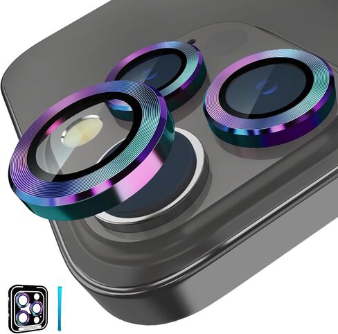 واقي عدسة كاميرا CloudValley لهاتف iPhone 14 Pro (6.1 بوصة) وiPhone 14 Pro Max (6.7 بوصة)، غطاء كاميرا بحلقة معدنية من الزجاج المقوى 9H [جراب صديق للبيئة ومضاد للخدش عالي الوضوح]، أسود in Saudi Arabia