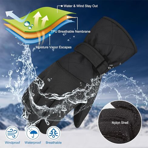 DARCHEN 3-12 Kids Snow Gloves Boys Winter Waterproof Ski Snowboarding Insulated Warm Windproof Cold Weather Sports Age Girls Years Olds in Kuwait