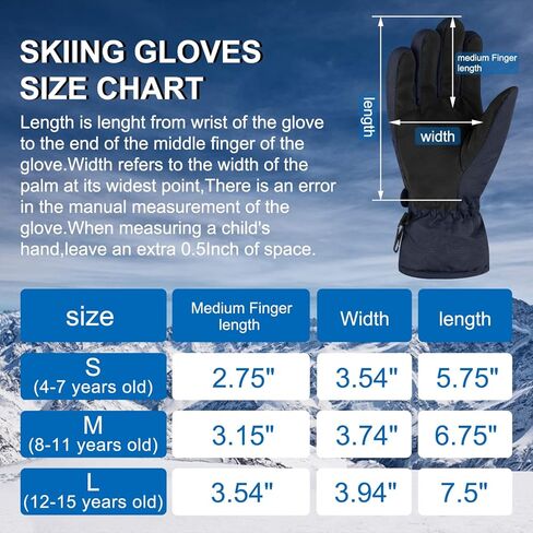 DARCHEN 3-12 Kids Snow Gloves Boys Winter Waterproof Ski Snowboarding Insulated Warm Windproof Cold Weather Sports Age Girls Years Olds in Kuwait