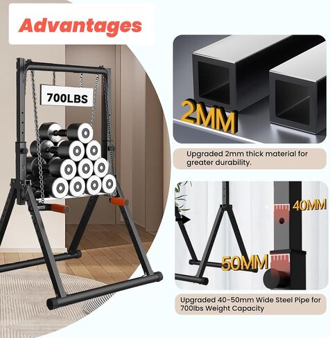 DOBESTS Foldable Power Tower Pull Up Bar Dip Station Adjustable Multifunction Workout Pull Up Tower Station Gym Strength Training Equipment for Home Outdoor, Triangular Legs, Support 700lbs in Kuwait