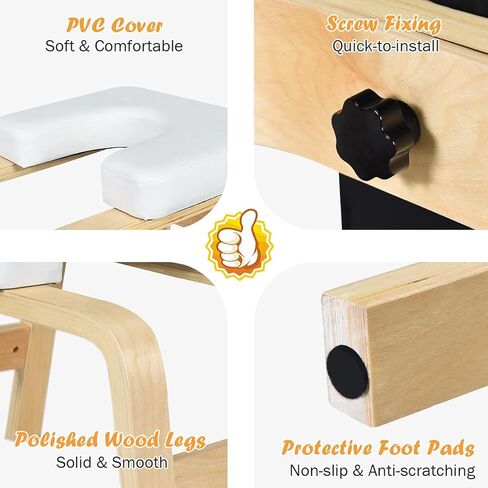 Giantex Yoga Headstand Bench مع وسادات VC، كرسي اليوغا الانعكاسي، إطار خشبي قوي، مدرب اليوغا الانعكاس، تخفيف التعب وشكل الجسم، فكرة للتمرين واللياقة البدنية وصالة الألعاب الرياضية in Kuwait