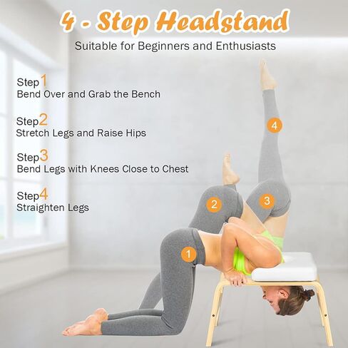 Giantex Yoga Headstand Bench مع وسادات VC، كرسي اليوغا الانعكاسي، إطار خشبي قوي، مدرب اليوغا الانعكاس، تخفيف التعب وشكل الجسم، فكرة للتمرين واللياقة البدنية وصالة الألعاب الرياضية in Kuwait