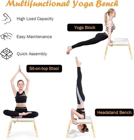 Giantex Yoga Headstand Bench مع وسادات VC، كرسي اليوغا الانعكاسي، إطار خشبي قوي، مدرب اليوغا الانعكاس، تخفيف التعب وشكل الجسم، فكرة للتمرين واللياقة البدنية وصالة الألعاب الرياضية in Kuwait