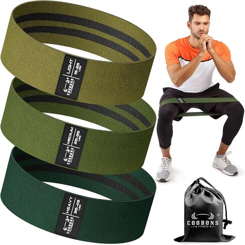 Fabric Resistance Bands for Working Out - Exercise Bands for Women and Men, Booty Bands for Legs and Butt, Yoga, Pilates, Rehab, Fitness and Home Workout in Saudi Arabia