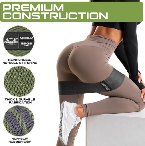Fabric Resistance Bands for Working Out - Exercise Bands for Women and Men, Booty Bands for Legs and Butt, Yoga, Pilates, Rehab, Fitness and Home Workout in Saudi Arabia
