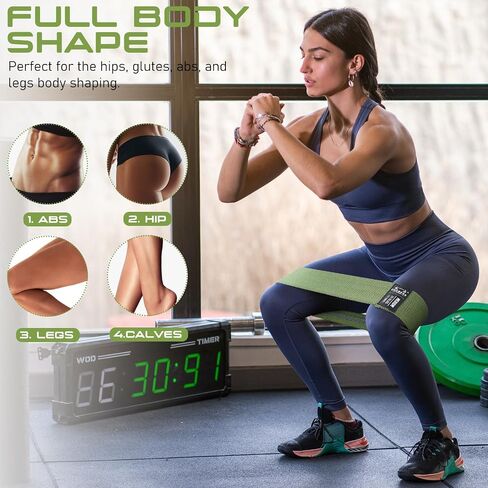 Fabric Resistance Bands for Working Out - Exercise Bands for Women and Men, Booty Bands for Legs and Butt, Yoga, Pilates, Rehab, Fitness and Home Workout in Saudi Arabia