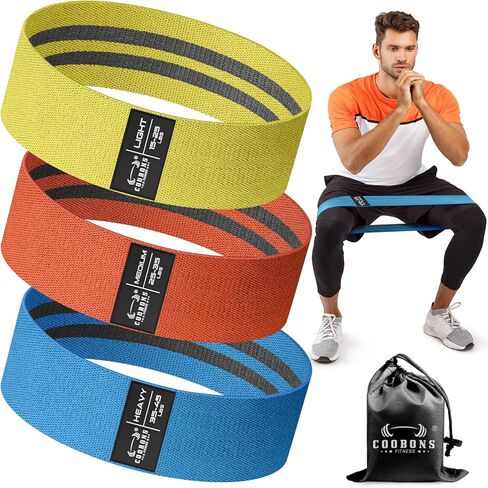 Fabric Resistance Bands for Working Out - Exercise Bands for Women and Men, Booty Bands for Legs and Butt, Yoga, Pilates, Rehab, Fitness and Home Workout in Saudi Arabia