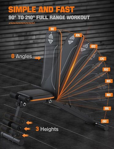 مقعد تمرين Sportsroyals، مقعد وزن قابل للتعديل لصالة الألعاب الرياضية المنزلية، سعة وزن 750 رطل لتمرين الجسم بالكامل in Kuwait