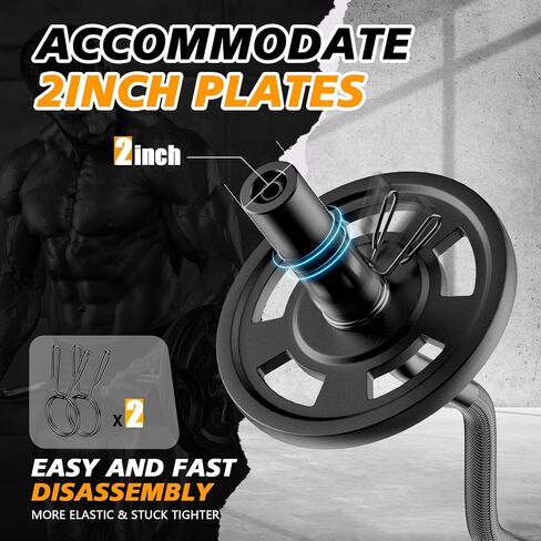 Olympic EZ Curl Barbell Bar 47", 2-Inch Curl Bar for Weight Lifting,Hip Thrusts,Squat,Biceps-Home Gym Weight Bar, Chrome Curling Bar for 2 Inch Weight Plates -2 Spring Collars(500lb Weight Capacity) in Kuwait