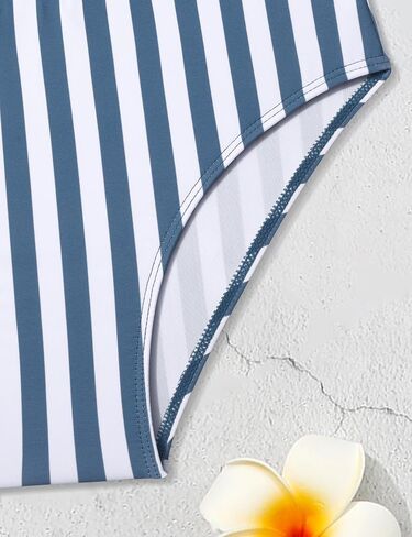 Girls Swimsuit 7-16Y Color Block Girls Bathing Suit 3 Piece Stripe Swimsuits for Teen Girls Bikinis with Cover Up in Saudi Arabia