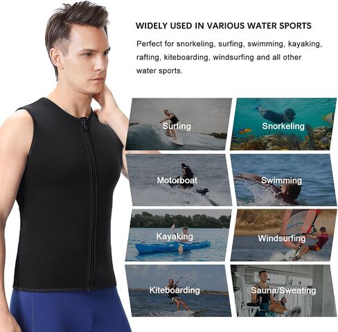 DEHAI Mens Women's Wetsuit Top Jackets, 2mm 3mm Neoprene Kids Wet Suit Long Sleeve Shirt and Youth Front Zip Sleeveless Vest, Water Sports Keep Warm for Diving Swimming Waterski Surfing in Saudi Arabia