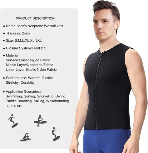 DEHAI Mens Women's Wetsuit Top Jackets, 2mm 3mm Neoprene Kids Wet Suit Long Sleeve Shirt and Youth Front Zip Sleeveless Vest, Water Sports Keep Warm for Diving Swimming Waterski Surfing in Saudi Arabia